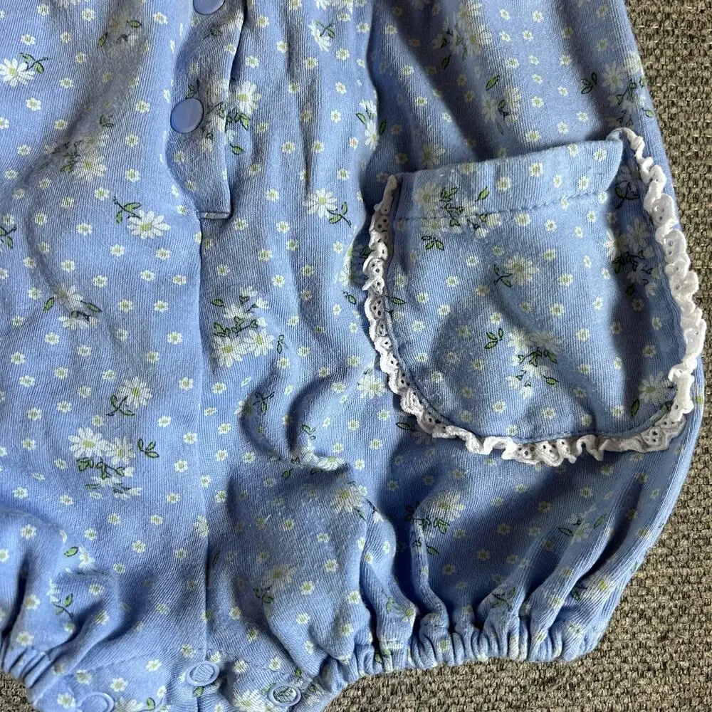 All Mine Collection Vtg Baby Girls Sz 12 Months Purple Floral Bubble Romper Y2K